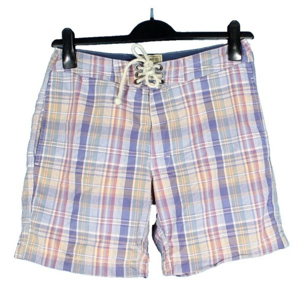 J. CREW Purple Plaid THE ORIGINAL SHORTBOARD Swim Trunks Shorts MESH LINED Sz 29